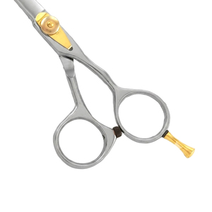 Ciseaux à cheveux en acier inoxydable de haute qualité, ciseaux de salon, lames droites, vis dorée, manche argenté pour la coupe de cheveux - Product Image 6