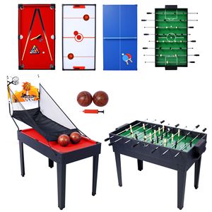 Mesa de Juegos Multiusos 5 en 1, Deportes de Interior, Color Negro/Rojo, Billar, Hockey de Mesa, Futbolín, Ping Pong, Baloncesto - Product Image 5