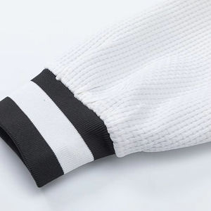 Varsity Jackets Chenille Plain Dyed Black Color Customized Knitted Wool <b>White</b> Real Leather <b>Sleeves</b> <b>Puff</b> Printing Fleece Jackets - Product Image 3