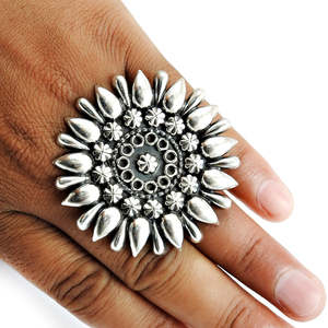 Sunflower Design Statement <b>Ring</b> With Adjustable Design Crafted From Pure 925 Solid Sterling Silver Handmade Bohemian Jewelry - Product Image 4
