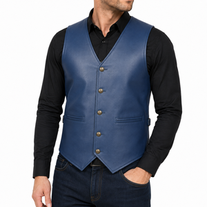 Factory Direct Custom Polyester/Cotton Summer Western <b>Vest</b> <b>Men</b> V Neck Zipper Closure Lined Sleeveless Wholesale Casual Apparel - Product Image 1