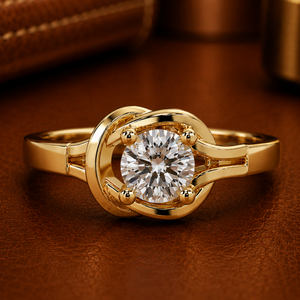 Modern Solitaire Interlocking Bypass 18K Solid <b>Gold</b> Round Lab Grown Diamond <b>Rings</b> CVD HPHT Diamond Engagement <b>Rings</b> Factory OEM - Product Image 1
