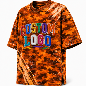 Custom <b>Orange</b> Camo <b>T</b> <b>Shirt</b> Wholesale Camouflage Graphic Streetwear <b>T</b> <b>Shirt</b> Custom Logo Oversized Tee - Product Image 4