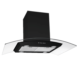 Cappa da cucina a isola in acciaio inossidabile da 30 pollici con 900 CFM, vetro temperato, 3 velocità e luci LED nere - Product Image 4