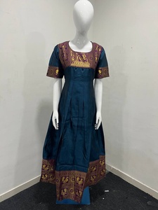 <b>Teal</b> Silk Floor-Length Anarkali <b>Suit</b> With Purple Border Traditional Indian Wear For <b>Women</b> Loose Fit All Seasons - Product Image 3
