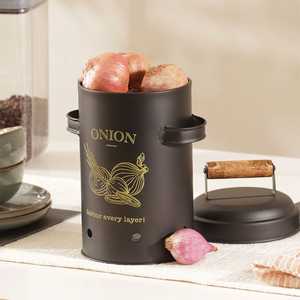Boîte de rangement élégante en métal avec couvercle en bois pour le rangement des aliments dans le garde-manger et la présentation décorative sur comptoir - Product Image 5