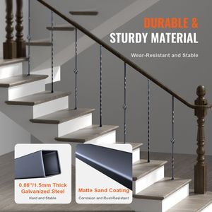 Set Moderno di 10 Balaustre in Acciaio Zincato 44FT X 1/2" per Ringhiere, Pali Decorativi Cavi per Scale - Product Image 2