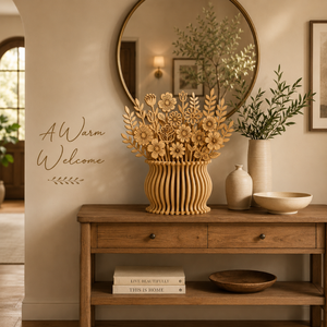 Laser Cut Wooden Flower Vase | Decorative Floral Wooden Centerpiece | Natural Wood <b>Table</b> Decor | Handmade Flower Arrangement - Product Image 4