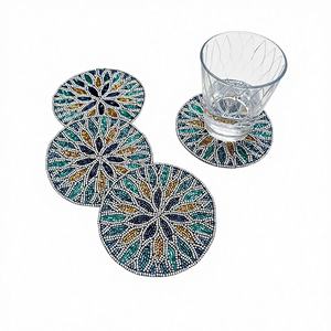 Sous-verres faits à la main, ensemble de sous-verres à thé au design moderne, motif fruits et café, isolation thermique, en verre, craftera exports - Product Image 1