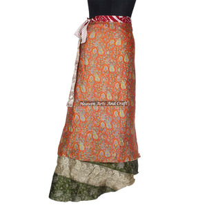 Beach Vintage Silk Magic 38" Long <b>Wrap</b> Halter Tube 2 Layer Reversible Magic Silk Saris <b>Wrap</b> Long <b>Skirt</b> Sexy Girls Long <b>Wrap</b> - Product Image 2