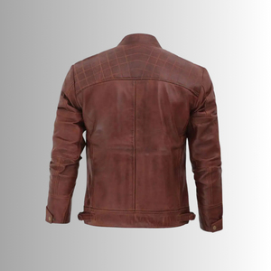 Men's Black PU Leather <b>Waterproof</b> Breathable Eco-Friendly Moto <b>Jacket</b> Stand Collar Zipper Closure Slim Fit Regular Length Solid - Product Image 6