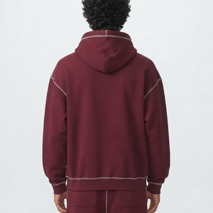 Best Quality 420 GSM 100% Cotton Fleece Oversized <b>Hoodie</b> Contrast <b>Stitch</b> Style Unisex Custom Logo Men's Knitted Sweatshirt - Product Image 6
