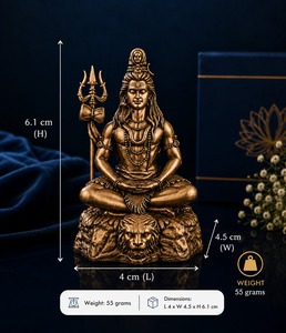 Jaipur Metals Pure Brass Plated Mahadev Idol | 100% Brass Lord <b>Shiva</b> <b>Statue</b> | 4 x 4.5 x 6.1 cm | 55 g | Pooja & Gift - Product Image 2