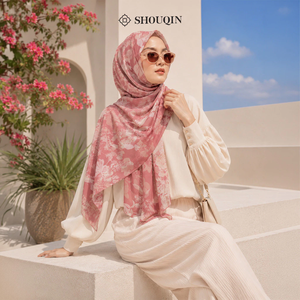 Pañuelo Hijab Ceruty Estampado Shouqin Sekar Pashmina para Adultos, Elegante y sin Esfuerzo, con Diseño Floral, para Mujeres Musulmanas, Venta al Por Mayor - Product Image 4