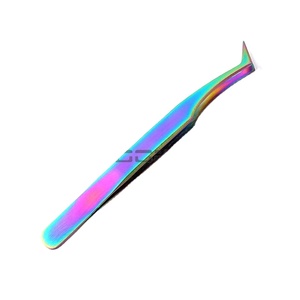 Odontomed Eyelash Extension Tweezers Multi <b>Rainbow</b> Color Semi-Angled for Jewelry-Making & <b>Laboratory</b> Work - Product Image 1