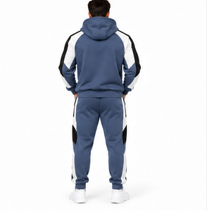 Wholesale Men <b>Black</b> Hooded Track <b>Suit</b> Oversized Sweatshirt Pants With Graphic Print <b>White</b> <b>Stripes</b> Casual Autumn Streetwear Track - Product Image 4