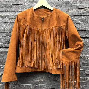 Veste en daim unisexe à franges, style western cowboy, toucher doux premium, fabricant OEM de mode - Product Image 1