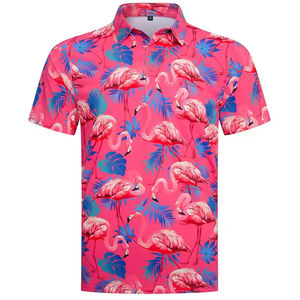 Camiseta Polo Personalizada con Estampado de Flamencos para Hombre, Camiseta Casual de Golf de Manga Corta Transpirable de Poliéster para Verano, Suministro al por Mayor OEM - Product Image 6