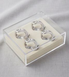 Modern Metal <b>Napkin</b> Rings Curved Design <b>Silver</b> Tone Tableware Accessory For Wedding And Banquet Use - Product Image 6