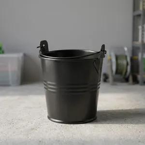 Black <b>Metal</b> <b>Bucket</b> with Handle for Events School Storage Party Home Garden Utility - Product Image 4