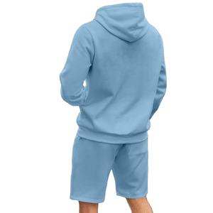 Survêtement homme 2 pièces sweat athlétique à capuche manches courtes décontracté sport sweats à capuche shorts ensemble surdimensionné épaules tombantes - Product Image 3