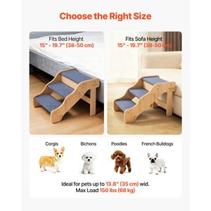 3-Step Wood Pet Stairs with 150lbs Load Capacity Non-Slip Surface Stable Design for Cats <b>Dogs</b> to Reach High <b>Beds</b> <b>Sofas</b> Cars - Product Image 5