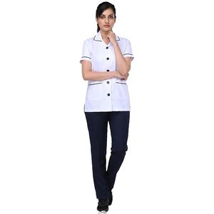 Bata de laboratorio unisex de punto sin costuras de algodón y poliéster blanco de alta calidad Sike Custom para detección de agujas, uniformes de hospital para médicos - Product Image 1