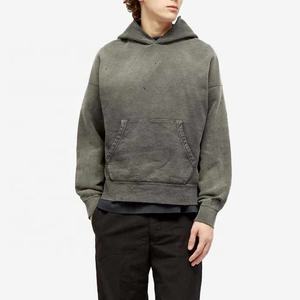 Vente en gros de sweat à capuche pour homme lourd oversize streetwear pull vintage lavé à l'acide sweat à capuche court en détresse pour hommes - Product Image 2