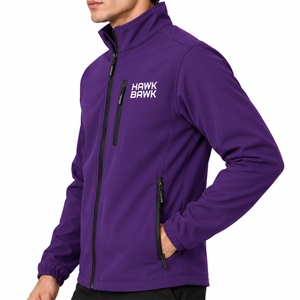 Veste d'extérieur légère en softshell pour homme, fermeture éclair intégrale, col montant, protection, poche poitrine pratique, poches latérales sécurisées, flexible - Product Image 3