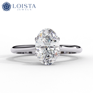 แหวนหมั้นเพชรทรงกลม LOISTA Platinum สำหรับผู้หญิง คลาสสิก ได้รับการรับรองจาก GIA พร้อมเพชรธรรมชาติ - Product Image 1
