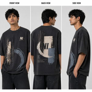 เสื้อยืดโอเวอร์ไซส์ผู้ชาย ผ้าฝ้าย ทรงหลวม ไหล่ตก แบบเรียบ สตรีทแวร์ รับสกรีนลาย ขายส่ง - Product Image 6