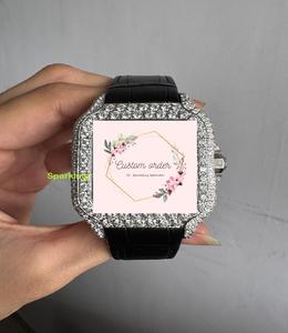 นาฬิกาข้อมือผู้ชายหรูหรา ตัวเรือนทรงเหลี่ยม ประดับเพชรโมอิสซาไนต์ครึ่งหน้า สายสแตนเลส ขนาด 20 มม. หน้าปัดกลไก แสดงผลแบบอนาล็อก สไตล์ฮิปฮอป เหมาะสำหรับงานปาร์ตี้ - Product Image 2