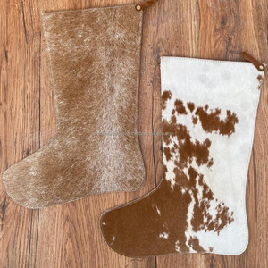 Vente chaude personnalisé 16 "grand bas de vacances de Noël Western usiné à la main en cuir de vachette Floral bas d'arbre de Noël - Product Image 3