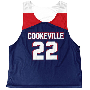 Unisex 100% Polyester Lightweight Breathable Eco-Friendly Lacrosse Pinnies Custom Design Blue <b>Red</b> Combination Reversible - Product Image 1