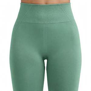 Legging de sport taille haute pour femme, uni, froncé, effet fessier galbé, séchage rapide, pour cyclisme, yoga, course et entraînement en extérieur - Product Image 2