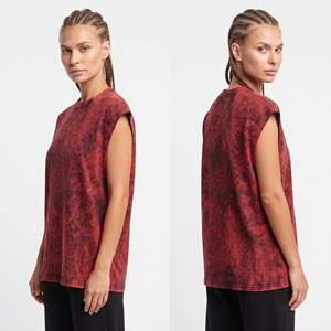 Débardeur de sport 100% Coton tricoté épais, délavé à l'acide, sans manches, col rond, coupe ample, imprimé, écologique, séchage rapide - Product Image 1
