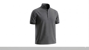 Men's Solid Color Short Sleeve Knitted for Shirt Work Style Regular Fit Gray 100% Polyester Embroidered Breathable - Product Image 3