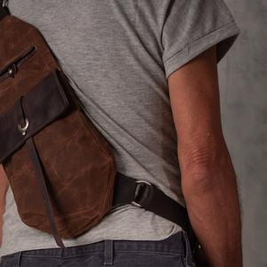 Sac bandoulière unisexe en cuir et toile, décontracté, tendance, imperméable, avec fermeture éclair, sac à dos de voyage et de randonnée, vente en gros LCSB-0025 - Product Image 2