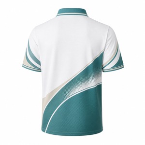 Polo a Rayas Blanco y Verde Azulado para Hombre, Manga Corta, Transpirable, Diseño Casual de Punto, Logotipo Frontal - Product Image 6