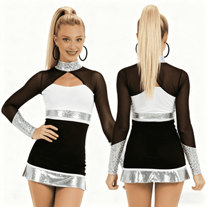 Conjuntos de Vestidos de Animadora para Niñas, Estilo Nuevo, con Panel de Malla Brillante y Detalles de Lentejuelas, Uniforme de Animadora para Niñas - Product Image 6