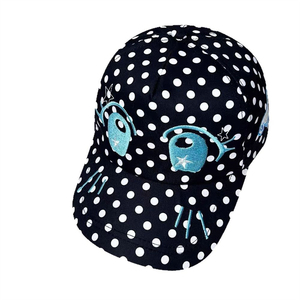 Korean Cute Polka-Dot Embroidered Eye Baseball <b>Cap</b> for <b>Women</b>, Street-Style All-Match Anime-Inspired Design with Deepened Viso - Product Image 4