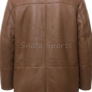Men's Winter Fox Fur Leather Bomber Jacket Brown Genuine Thick Canvas Front Logo Stand Collar Warm <b>Coat</b> - Product Image 5