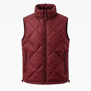 Men's <b>Burgundy</b> <b>Puffer</b> <b>Jacket</b> Lightweight Stand Collar Zip Up Winter <b>Jacket</b> Casual Outdoor Streetwear Custom Apparel - Product Image 5