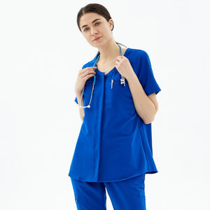 Ensemble de blouses médicales pour femmes en gros – Uniforme d'hôpital en spandex à col en V avec logo personnalisé - Product Image 3
