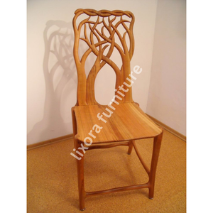 Luxury Handcrafted Solid Wood Dining Chair Artistic <b>Tree</b> <b>Branch</b> Carving Nature Inspired Wood Seat - Product Image 5