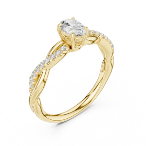 Anillos de Boda Clásicos Aries Jewel, Oro Amarillo de 14K, Diamante Cultivado en Laboratorio IGI de Corte Ovalado EF VVS de 0.50CT, Anillos de Compromiso con Tallo Trenzado - Product Image 2