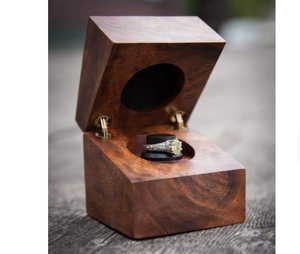 Wooden Rectangle Custom <b>Ring</b> <b>Box</b> Walnut Jewelry Storage Wedding Gift Rustic Design Durable - Product Image 3