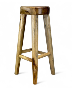 Silla Alta de Madera de Teca de Grado Comercial al por Mayor con Asiento de Cuero para Hotel, Restaurante, Cafetería, Fabricante de Muebles de Bar - Product Image 3