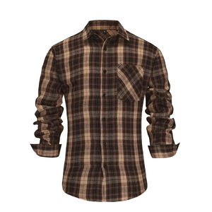 Camisa de Franela a Cuadros para Hombre, 100% Algodón, Transpirable, Manga Larga, Diseño de Primera Calidad, Venta al Por Mayor - Product Image 1