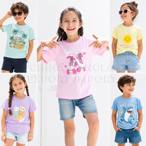 T-shirts d'été pour garçons et filles, faible MOQ, vente en gros, t-shirts personnalisés imprimés, stock du Bangladesh, OEM, vêtements pour enfants - Product Image 2